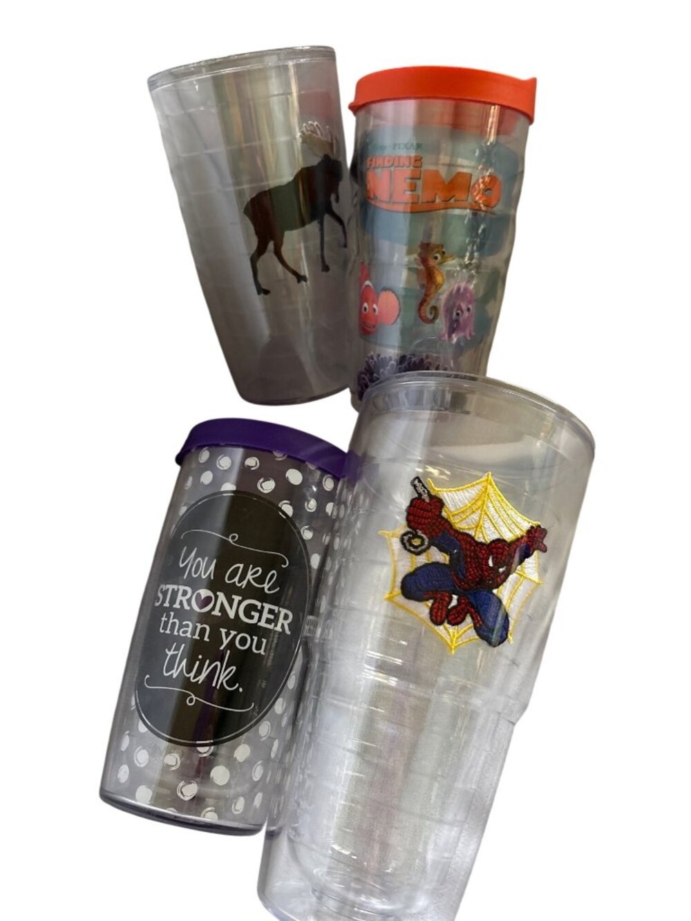 Tervis Insulated Tumblers Set Of 4: Moose Finding Nemo Spider-Man Inspirational
